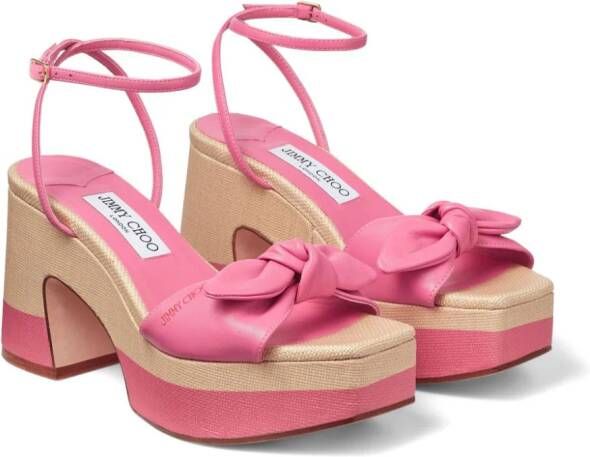Jimmy Choo Ricia 95mm platform leather sandals Pink