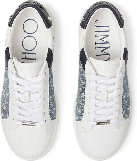 Jimmy Choo Rome leather monogram-pattern sneakers Blue