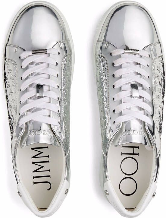 Jimmy Choo Rome monogram-embossed sneakers Silver