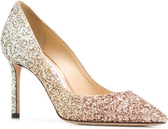 Jimmy Choo Romy 85mm glitter pumps Gold