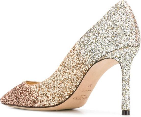 Jimmy Choo Romy 85mm glitter pumps Gold