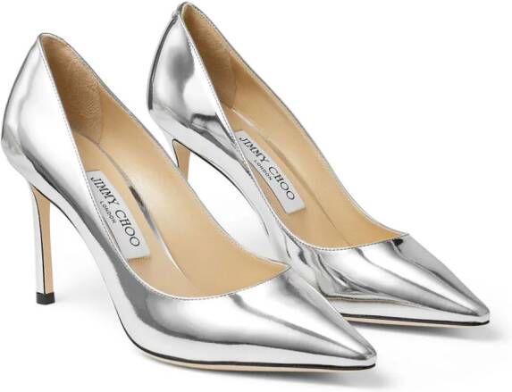 Jimmy Choo Romy 85mm mirrored leather pumps Silver