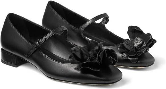 Jimmy Choo Rosa floral-appliqué ballet pumps Black