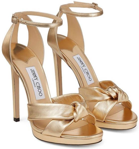 Jimmy Choo Rosie 120mm metallic-effect sandals Gold