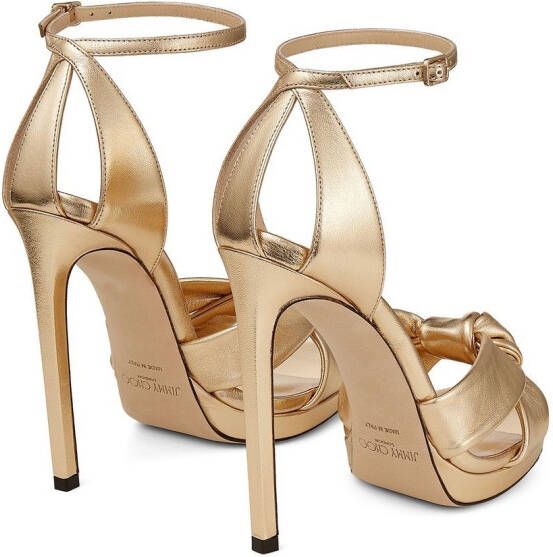 Jimmy Choo Rosie 120mm metallic-effect sandals Gold