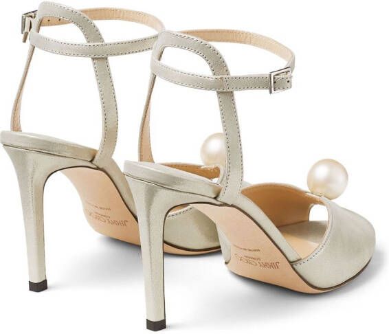 Jimmy Choo Sacora 85mm pearl-embellished sandals Silver