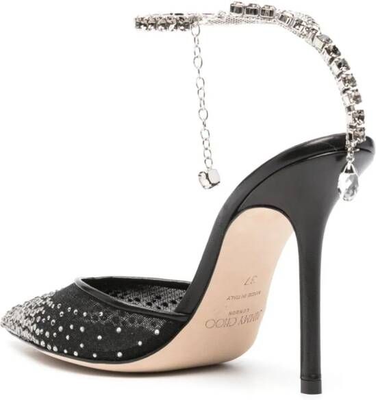 Jimmy Choo Saeda 100mm crystal-embellished sandals Black