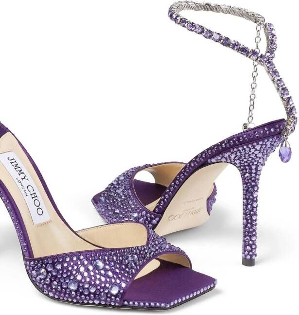 Jimmy Choo Saeda 100mm crystal-embellished sandals Purple