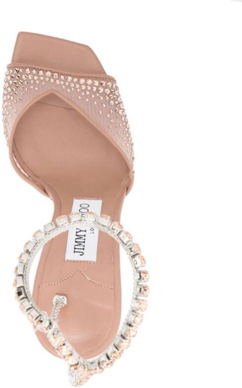Jimmy Choo Saeda 100mm crystal-embellished sandals Pink