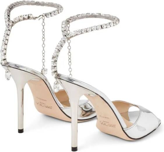 Jimmy Choo Saeda 100mm crystal-embellished sandals Silver