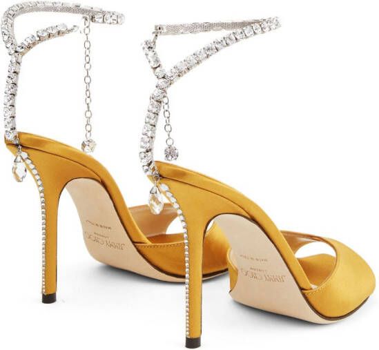 Jimmy Choo Saeda 100mm crystal-embellishment sandals Yellow