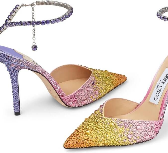 Jimmy Choo Saeda 100mm Crystal Pumps Purple