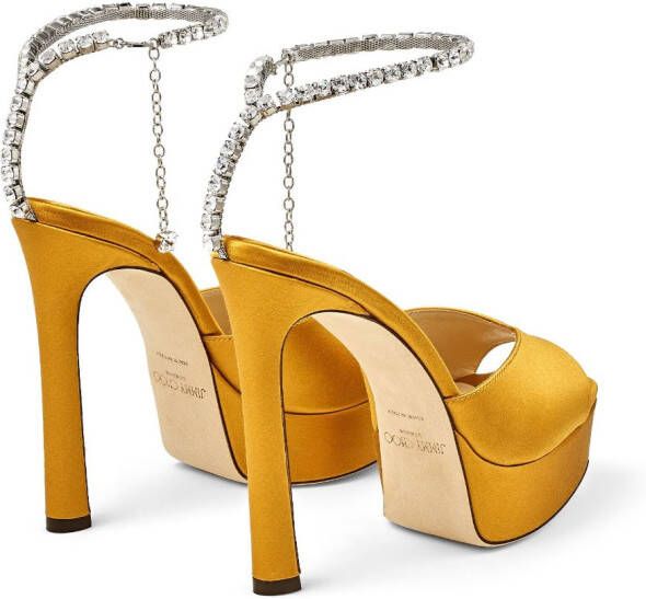 Jimmy Choo Saeda 125mm crystal-embellished sandals Yellow