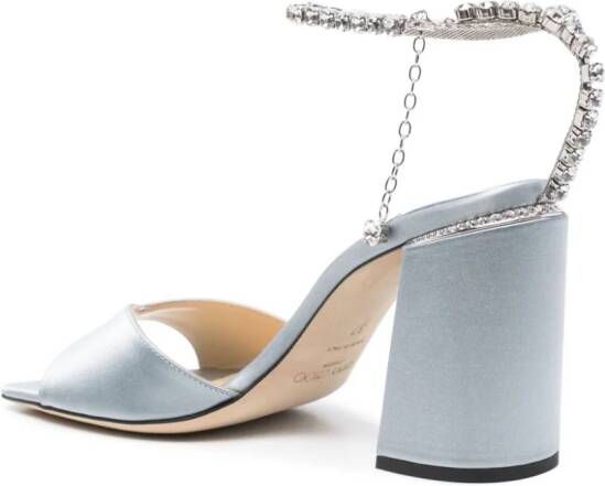 Jimmy Choo Saeda 80mm crystal-strap sandals Blue