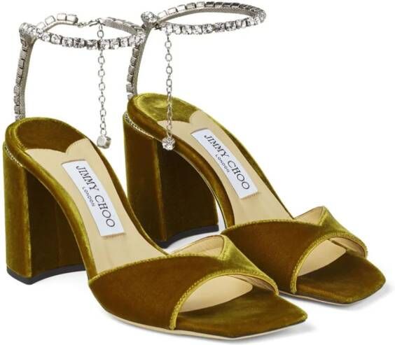 Jimmy Choo Saeda 85mm crystal-embellished sandals Yellow
