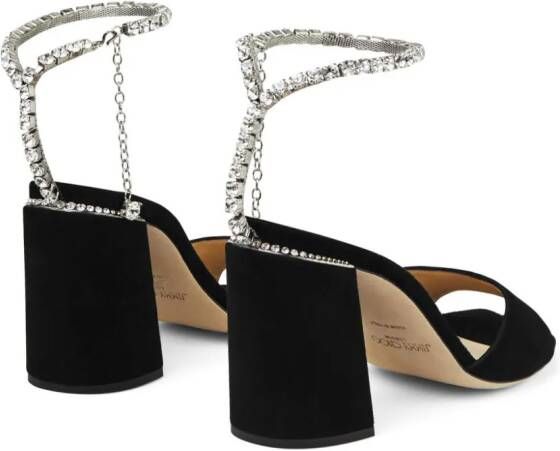 Jimmy Choo Saeda 85mm crystal-strap sandals Black
