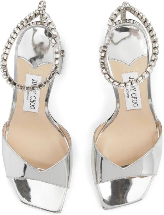 Jimmy Choo Saeda 85mm leather sandals Silver