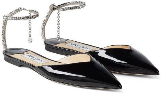 Jimmy Choo Saeda crystal-embellished ballerina shoes Black