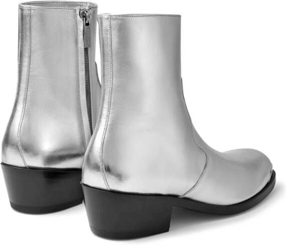 Jimmy Choo Sammy M laminated-finish ankle boots Silver