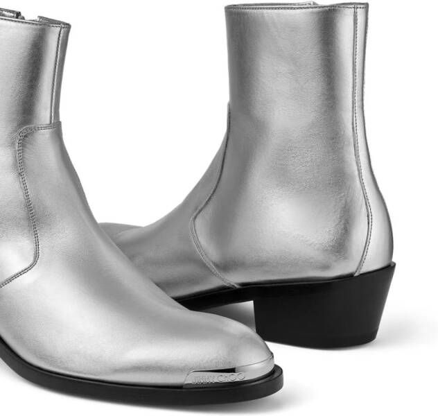 Jimmy Choo Sammy M laminated-finish ankle boots Silver