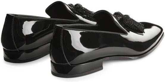 Jimmy Choo tassel-trim patent-finish loafers Black