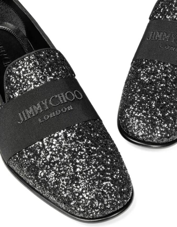 Jimmy Choo Thame glitter-embellished loafers Black