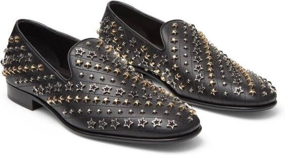 Jimmy Choo Thame star-studded leather loafers Black