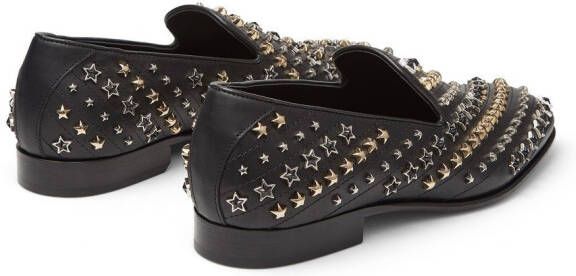 Jimmy Choo Thame star-studded leather loafers Black