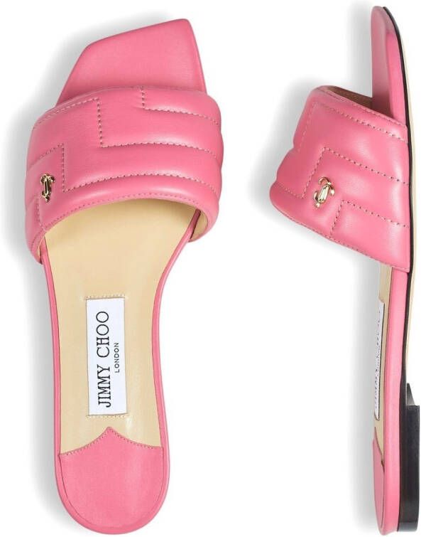 Jimmy Choo Themis quilted single-strap sandals Pink
