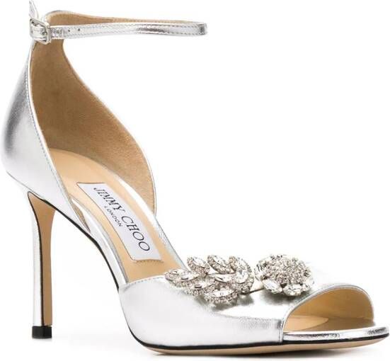 Jimmy Choo Tris 85mm crystal-embellished sandals Silver