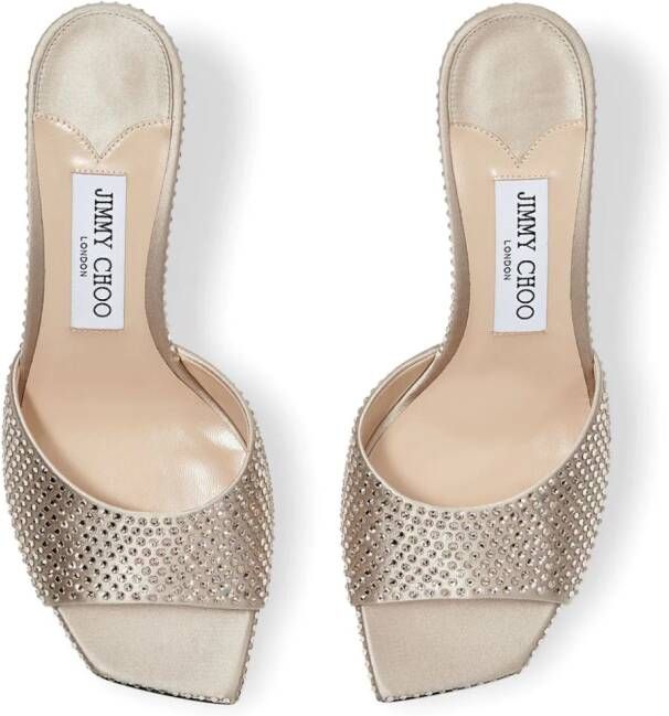 Jimmy Choo Val 70mm crystal-embellished mules Neutrals