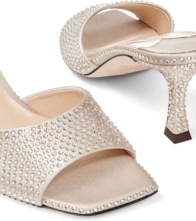 Jimmy Choo Val 70mm crystal-embellished mules Neutrals