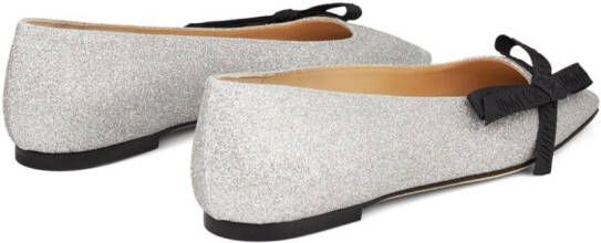 Jimmy Choo Veda bow-detail ballerina shoes Silver