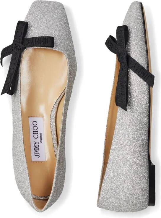 Jimmy Choo Veda bow-detail ballerina shoes Silver