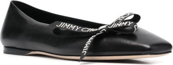 Jimmy Choo Veda logo-bow ballerina pumps Black