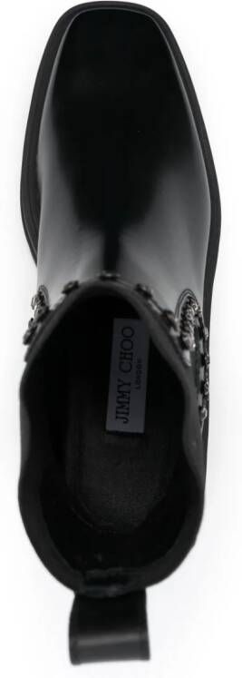 Jimmy Choo Veronique crystal-embellished leather boots Black