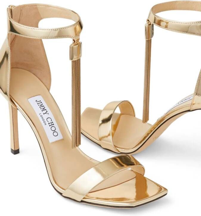 Jimmy Choo Vinca 95mm patent-leather sandals Gold