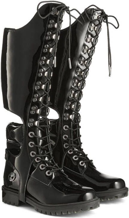 Jimmy Choo x Timberland patent leather harness boots Black