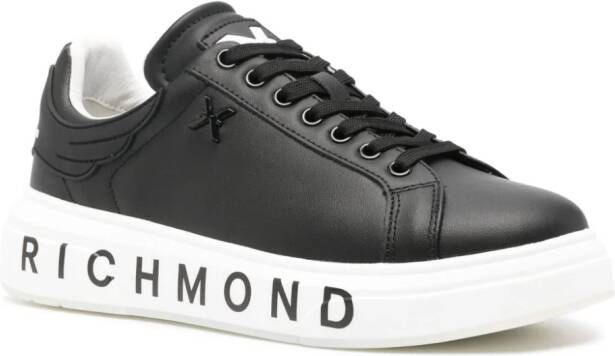 John Richmond logo-print leather sneakers Black