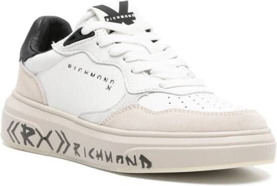 John Richmond panelled leather sneakers White