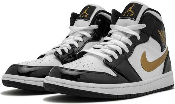 Jordan Air 1 Mid SE "Black Gold Patent Leather" sneakers White