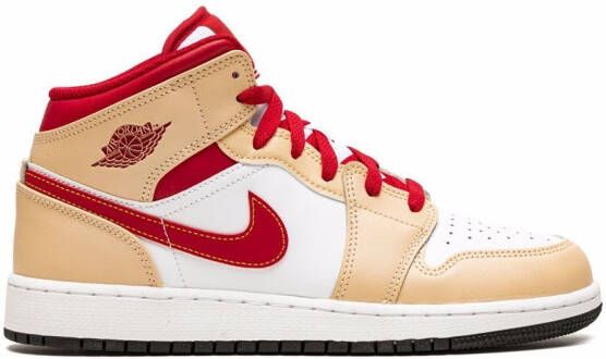 Jordan Kids Air Jordan 1 Mid "Beige Red" sneakers White