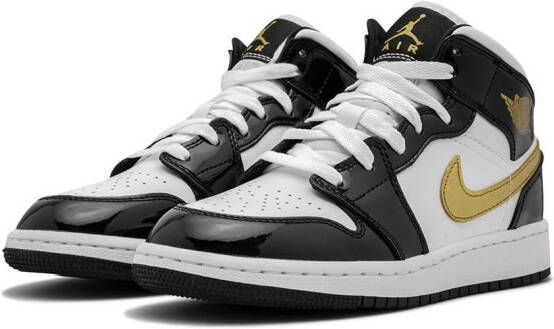 Jordan Kids Air Jordan 1 Mid SE "Black Gold Patent Leather" sneakers