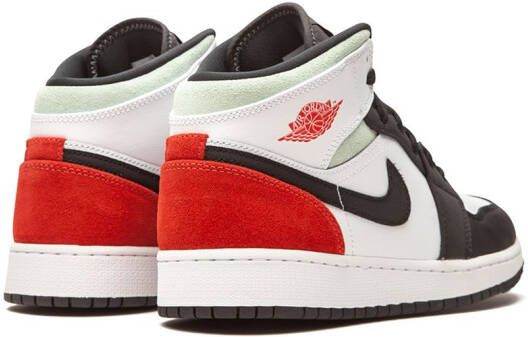 Jordan Kids Air Jordan 1 Mid SE "Red Grey Black Toe" sneakers White