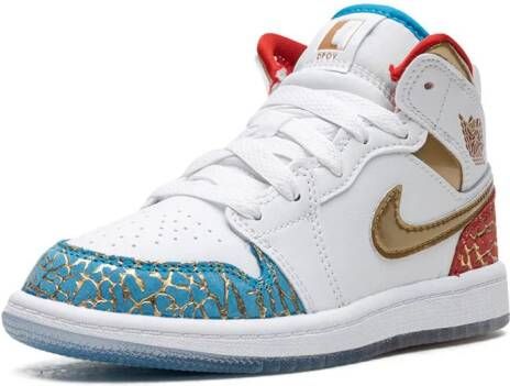 Jordan Kids Air Jordan 1 Mid "UNC to CHI" sneakers White