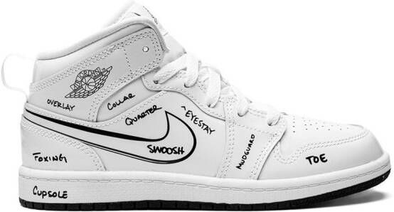 Jordan Kids Jordan 1 Mid "Schematic" sneakers White