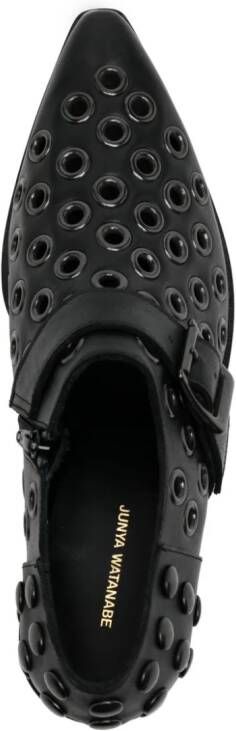 Junya Watanabe 50mm rivet-detail leather boots Black