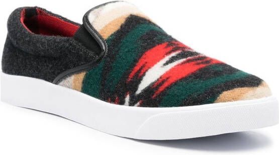 Junya Watanabe MAN abstract-pattern wool sneakers Green