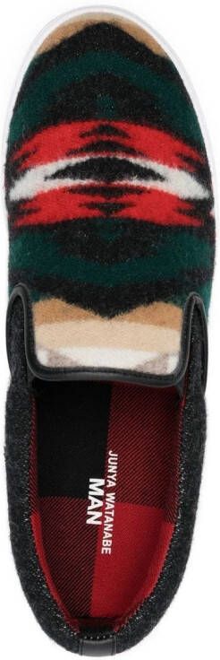 Junya Watanabe MAN abstract-pattern wool sneakers Green