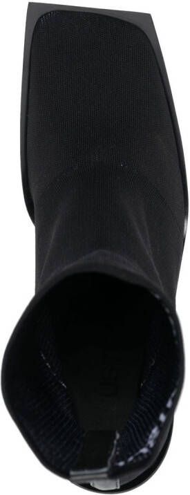 Just Cavalli 100mm intarsia-knit logo ankle boots Black